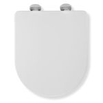 Croydex Eyre Soft Close Toilet Seat D Shape - Quick Release Button for Easy Cleaning and Adjustable Hinges with Top and Bottom Fixings Included, Antibacterial Treated Surface (White D-Shape)
