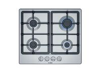 Bosch Series 4 PGP6B5B90 Gas Hob with Continuous Cast Iron Support, 4 Gas Burners, Biomethane ready, Integrated, Stainless steel, 60cm wide