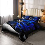 Sports Car Comforter Set Boys Teens Adult Soft Quilted Duvet Extreme Sports Theme Bedding Comforters Blue Flame Decor Duvet Insert Blue Race Sports Car Pattern Quilt Set With 1 Pillowcase, Twin Size