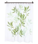 InterDesign Leaves Fabric Shower Curtain, Green/White