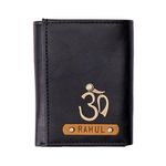 The Junket Personalized 3 Fold Wallet for Men and Boys | PU Leather Customized Purse with Name & Charm | Unique Birthday & Anniversary for Men (Black)