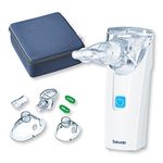 Beurer IH55 Portable Nebuliser With Travel Pack, UK Plug, Adults & Children, Colds, Asthma & Respiratory Issues, Quiet Vibrating Membrane Technology, Shorter Inhalation Time, Easy to Disinfect