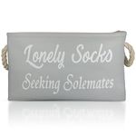 Lost Socks Basket For Laundry Room Accessories Farmhouse Laundry Room Sign (Grey/White)