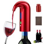 Electric Wine Aerator, Portable One-Touch Wine Pourer Decanter, Multi-Smart Automatic Filter Wine Oxidizer Dispenser with USB Rechargeable, Red Wine Accessories for Travel, Home and Bar (Red)