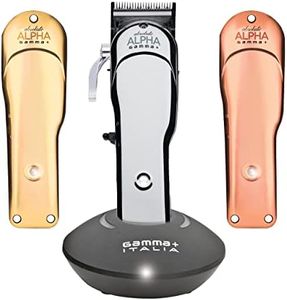 GAMMA+ Absolute Alpha Professional Modular USB Cordless Clipper with 5 Dub Magnetic Guards, Matte Silver, Rose Gold, and Gold