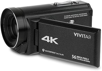 Vivitar - 4K Camcorder Ultra HD Lens, 4K Camera for Video Recording with 56MP, 13MP Sensor, 3" Rotatable Full Color LCD Display, 18x Zoom, Waterproof 5M/ 16.4FT, Image Stabilization, Black