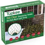 Tupkee Christmas Light Net – 150 Clear Warm Mesh Lights - Random Shimmering Twinkle Lights - 21 of 150 Lights Twinkle - 4 ft x 6 ft – Outdoor/Indoor – Net Lights for Bushes, Hedges or Trees