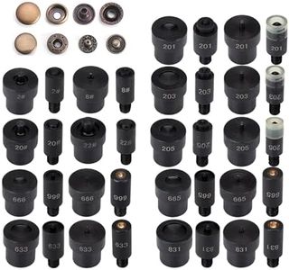WUTA Hand Press Button Installation Mold Manual Press Grommet Eyelet Installer Tools Snap Fastener Metal Mold Mute Craft Tool(666+665+633+831+201+203+205+2#+8#+20#+22# Mold Set)