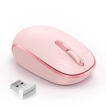 TECKNET Wireless Mouse, 2.4G Quiet Computer Mouse with USB Receiver, 4 Buttons Portable Cordless Mice for Chromebook, Laptop, PC, Mac, 800/1200/1600 DPI - Pink