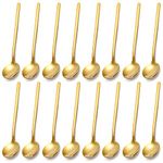 Jucoan 16 Pack Espresso Spoons, 5 Inch Mini Coffee Spoons for Stirring Coffee, Gold Plated Stainless Steel Teaspoons for Dessert Sugar Cake Ice Cream Cappuccino