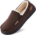 HomeTop Men's Classic Moccasin Slippers Comfy Memory Foam Indoor House Shoes Coffee,11 US