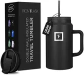 IRON FLASK Co-Pilot Insulated Mug w/Straw & Flip Cap Lids - Cup Holder Bottle for Hot, Cold Drink - Leak-Proof - Water, Coffee Portable Travel Mug - Black, 50 Oz