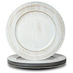 GRANDWISH 13" Vintage Charger Plates, Decorative Chargers Plates for Dinner Plates Set of 6, Plastic Charger Plates for Wedding, White