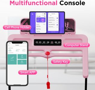 CITYSPORTS Folding Treadmill 8% Incline, 2.0HP, Under Desk, Pink – Adjustable Speed, LED Display, Fitness App
