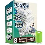 Vacuum Storage Bags with USB Portable Electric Pump, Vacuum Sealer Bags for Travel Luggage, Clothes, Clothing, Space Saver Bags for Travel and Camping (8 Pack)