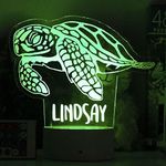 Etchey Personalized Turtle Night Light, Sea Boy's Room, Custom Kid's Bedroom Decor Children's Kids