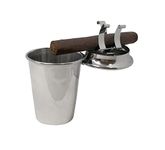 Prestige Import Group Glendale Smokin Ash Polished Stainless Steel Car Cup Holder Ashtray with Cover and Built-In Cigar Holder