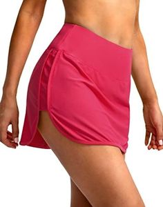 Soothfeel Women's Swim Skirt with Zipper Pockets High Waisted Tummy Control Bathing Suit Skirt Bikini Bottoms for Women, Watermelon, XX-Large