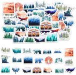 Forest Stickers, 46PCS Mini Size Adventure Aesthetic Outdoor Stickers,Scrapbook Sticker Accessories,Nature Stickers for Water Bottles Laptop Scrapbook, Forest Trees Animals Stickers for Kids Teens