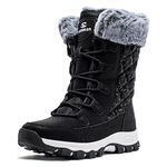 HOBIBEAR Women's Snow Boots Anti-Slip Waterproof Outdoor Shoes Winter Snow Boots Warm Fur Lined Comfortable Shoes for Women（Black Size 8 Women)