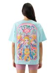 The Souled Store Official Disney: Fire, Magic, Desire Short Sleeve Round Neck Blue Graphic Printed Cotton Oversized T-Shirts for Women & Girls