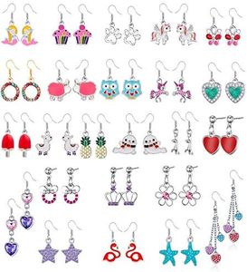 Wholesale Dangle Earrings for Teens-Cute Earrings for Girls Kids-Star Earrings-Food Earring Butterfly Earrings Horse Earrings Heart Earrings Animal Earring set-Snowman Earrings for