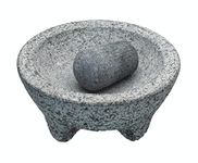 KitchenCraft World of Flavours Mexican Pestle and Mortar Set, Natural Granite, 20cm (8''), Grey