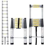 sogesfurniture 16.4ft Aluminum Telescoping Ladder with Spring Loaded Locking, Heavy Duty Telescopic Extension Ladder, Collapsible Ladder for Indoor & Outdoor, Non-Slip Ribbing & 330lbs Capacity