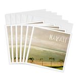 3dRose Vintage maui Palm Trees and Beach Hawaii Tropical Photography - Greeting Cards, 6 x 6 inches, set of 6 (gc_30916_1)