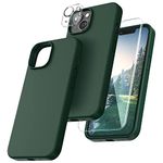 TOCOL [5 in 1] for iPhone 14 Plus Case, 2X Screen Protector + 2X Camera Lens Protector, [Anti-Scratch] [Drop Protection], Liquid Silicone Phone Case 6.7 inch, Alpine Green