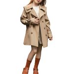 amropi Girl's Trench Coat Single Breasted Windbreaker Jacket Outwear with Belt (Y Khaki,6-7Years)