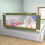 BAYBEE Baby Bed Rail Guard for Baby Safety with 28 Height Adjustable, Portable Bed Side Protector for Baby Falling | Foldable Single Side Bed Railing for Baby Toddler (1 Side, Dark Green, 180x80cm)