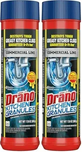 Drano Kitchen Granules Clog Remover, Commercial Line, 17.6 oz (Pack of 2)