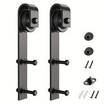 SMARTSTANDARD Sliding Barn Door Hardware Hangers 2pcs (Black) (J Shape Hangers)