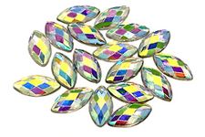 50 x Horse Eye Navette Shape, EIMASS® Acrylic Rhinestones, Embellishment, Craft (Crystal AB, 9x20mm)