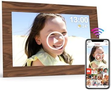 UCMDA Digital Photo Frame - 10 Inch Smart WiFi Cloud Digital Picture Frame with HD 1280x800 IPS Touch Screen Display, 16GB Storage, Auto-Rotate, Send Photos or Video Via App from Anywhere,Wood Color
