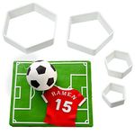 4 Pcs Football Pattern Cookie Cutters 4 Sizes Hexagon Cookie Cutter Plastic Soccer Cake Fondant Cutters for Kitchen Boys Kids DIY Soccer World Cup Sugar Craft Moulds Cake Desserts Decorating Tools