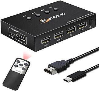 KVM HDMI Switch, USB Switcher 4 in 1 Out for 4 Computers Share 4 USB Devices and 1 HD 4K Monitor, Support Wireless Keyboard and Mouse Connections with USB Hub Port