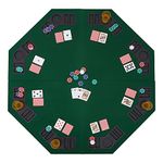 48" Foldable Poker Table Top,8-Player Texas Poker Wood Layout, Portable Anti-Slip Blackjack Poker Table Mat with Cup Holders Carrying Bag for Family Games Casino