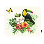 EKOBLA Toucan Mouse Pad Tropical Plants Floral Butterfly Leaves Exotic Colorful Spring Flowers Gaming Mouse Mat Non-Slip Rubber Base Thick Mousepad for Laptop Computer PC 9.5x7.9 Inch