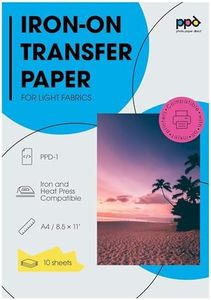 PPD Inkjet PREMIUM Iron-On White and Light Color T Shirt Transfers Paper LTR 8.5x11” Pack of 10 Sheets (PPD001-10)