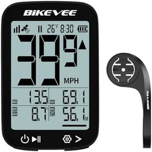 Bikevee Bike Speedometer GPS Wireless Cycling Computer – Auto Start/Stop, Auto Backlight, Waterproof Bicycle Odometer MPH KM/H, 2.4" LCD Display, Out Front Extended Mount - Balck