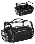 Makeup Brush Case, Extra Large Makeup Brush Holder Professional Makeup Artist Travel Case Clear Waterproof Cosmetic Organizer Bag, Full Open Easy to Access, with Adjustable Strap and Dividers