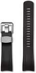 CRAFTER BLUE Curved End Watch Band Rubber Strap Replacement for Seiko Samurai Prospex Automatic Dive Watch SRPB51, SRPB09, SRPB53, SBDY007, SBDY009, SBDY011, SBDY019, SBDY025, SBDY029 etc - Black