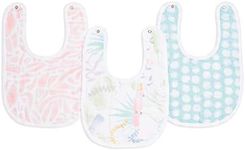 aden + anais Essentials Snap Baby Bib, 100% Cotton Muslin, 3 Layer Burp Cloth, Super Soft & Absorbent for Infants, Newborns and Toddlers, Adjustable with Snaps, 3 Pack, Tropicalia