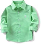 Aeslech Toddler Baby Oxford School Shirts Boys Easter Button Down Long Sleeve Big Kids Casual Formal Uniform Tops Green 90CM - 18 Months