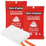 SecuCaptain Emergency Fire Blanket for Home and Kitchen - 2 Pack 40"x40" Prepared Flame Suppression Fiberglass Fire Blankets for House Camping Car Office Warehouse Emergency Survival Safety