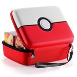 JoyHood Trading Card Storage Box fits PM TCG Cards - Large Size for 800+ Game Cards Carry Case Holder Bag with Velcro Divider & Separators - Red & White