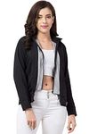 NEOAMBER Double Zipper Jacket For Women (Fleece) (Black, Large)