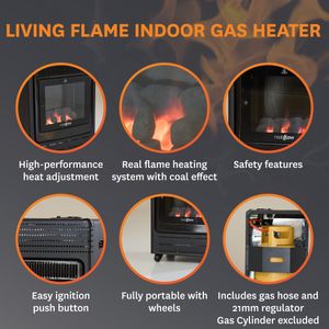 WARMGLOW Living Flame Gas Heater – 3.8KW Adjustable Indoor Home Heater